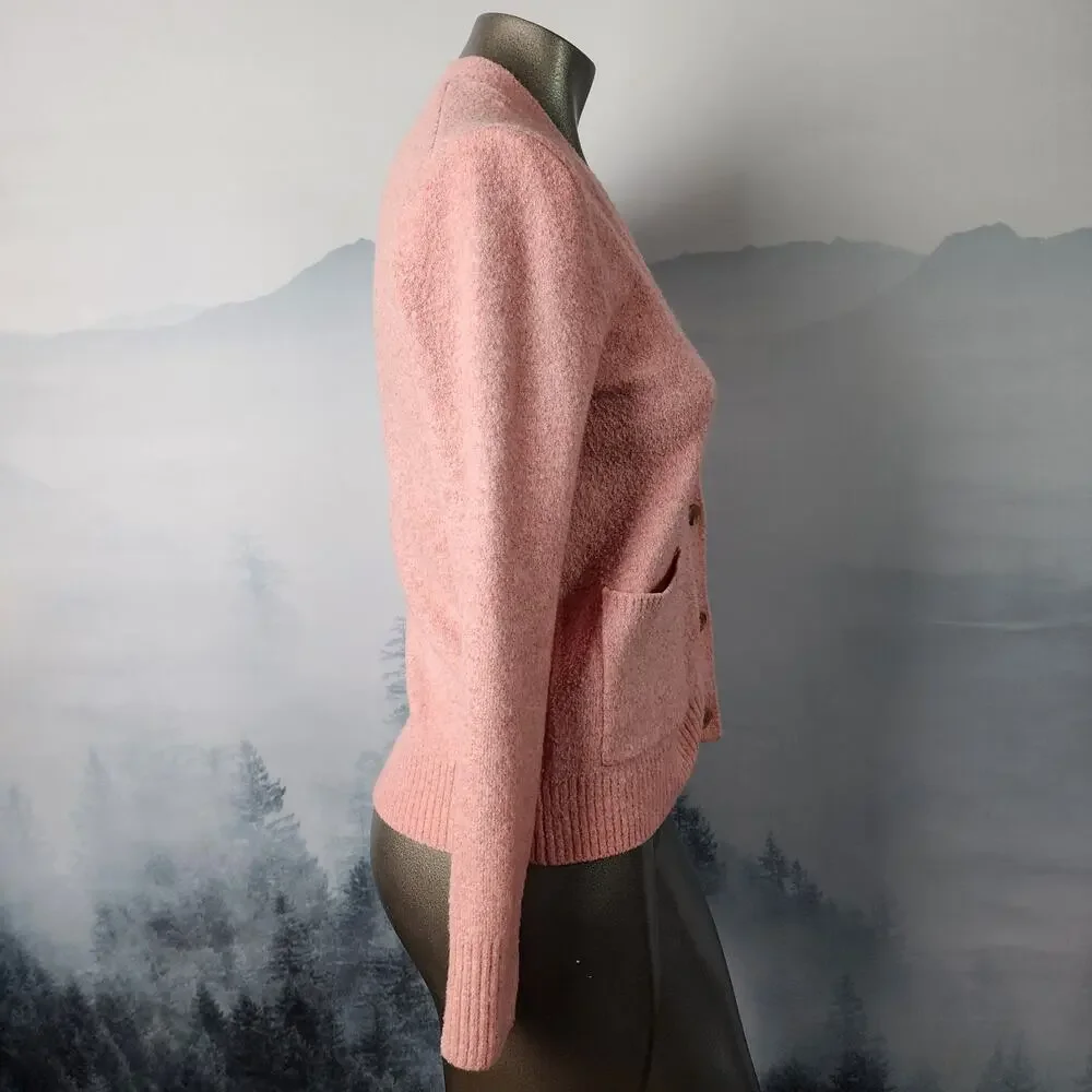 J. Crew Extra-Soft Wool Blend Baby Pink V-Neck Cardigan Sweater | Women's Small